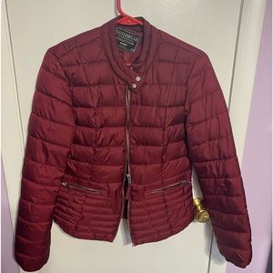 Outerwear Collection by Jennifer maroon puffy jacket